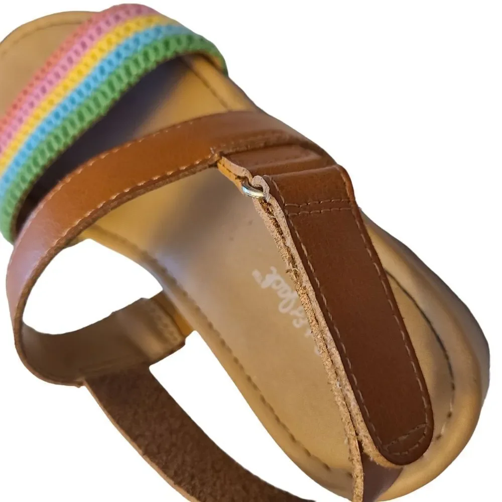 CAT & JACK Sandals Crocheted Rainbow Leather Ankle Straps Kids sz 3‎